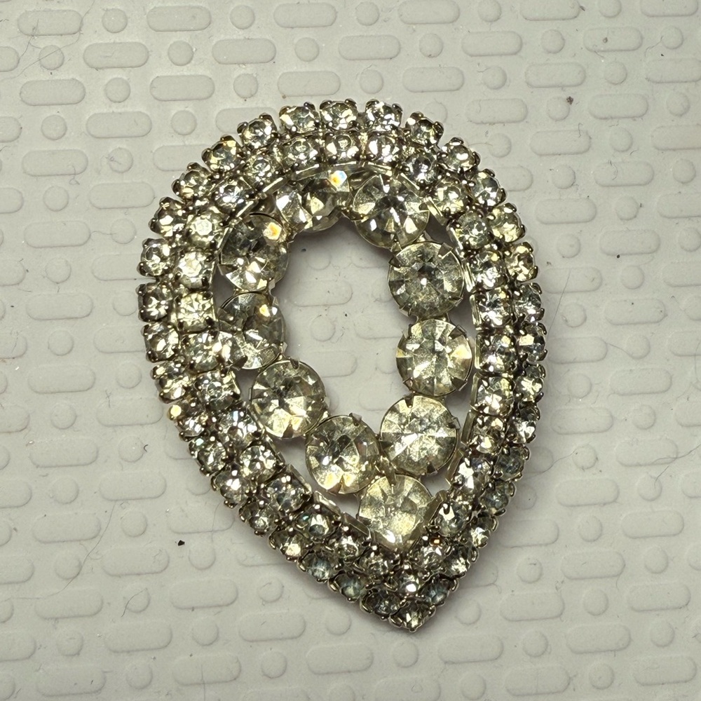 Elegant Silver Crystal Brooch
